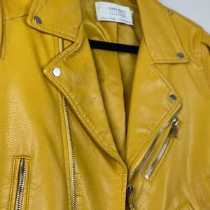 ZARA Mustard Yellow Faux Leather Jacket size M